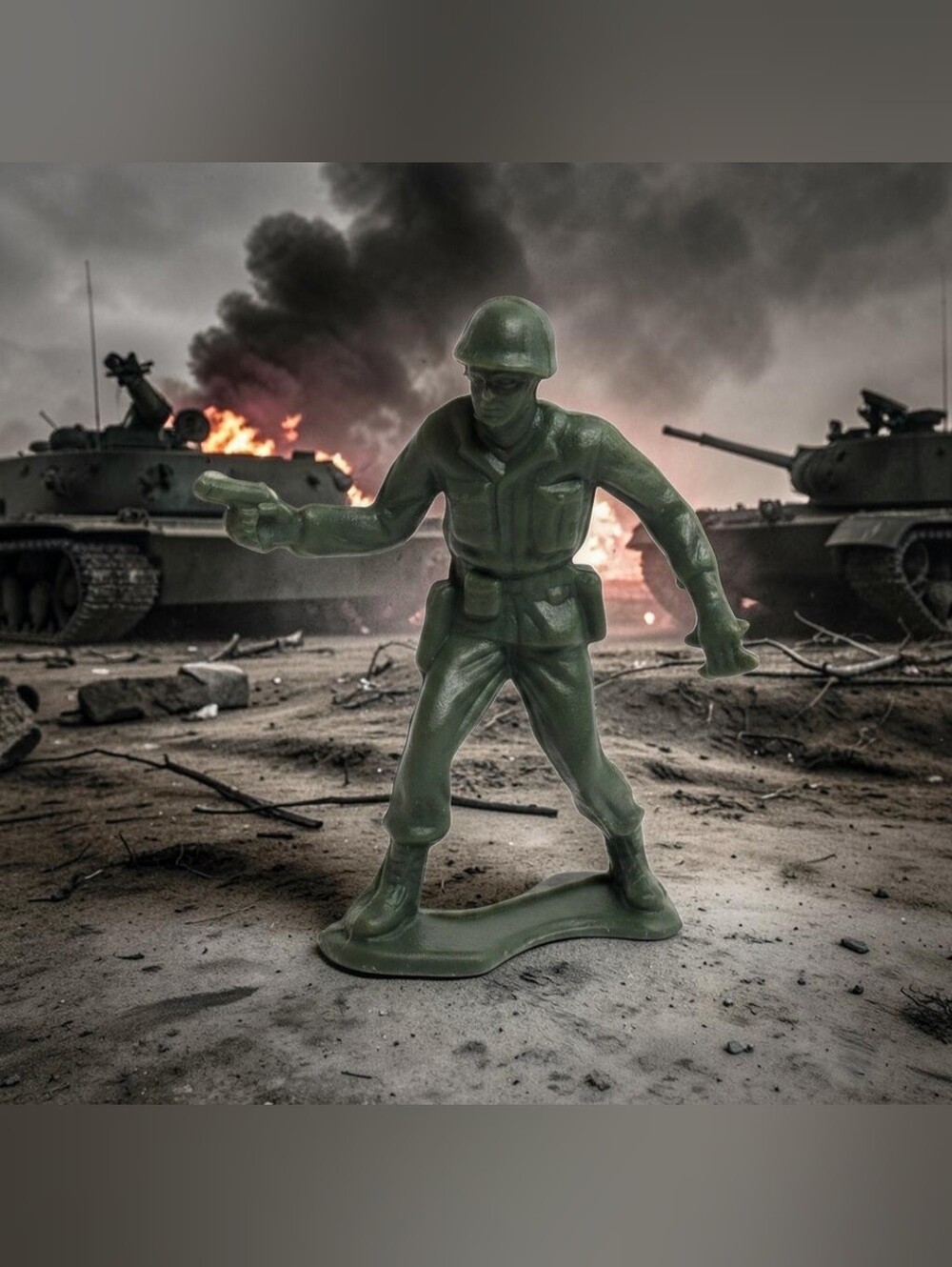 TIM-MEE War Army Man Toy Soldier With Pistol 3" Plastic Pocket Action Figure. Th
